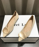 Boutique Splicing Flats Schuhe Khaki Kunstleder Pailletten Spitzschuh